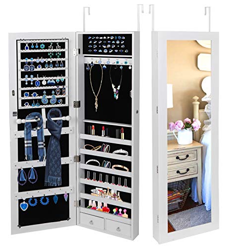 Super Deal Jewelry Armoire Lockable, Jewelry Armoire Over The Door Mirror Cabinet