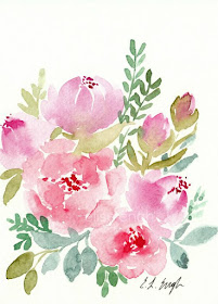 loose watercolor flowers painting by Elise Engh