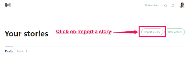 Click on Import a story