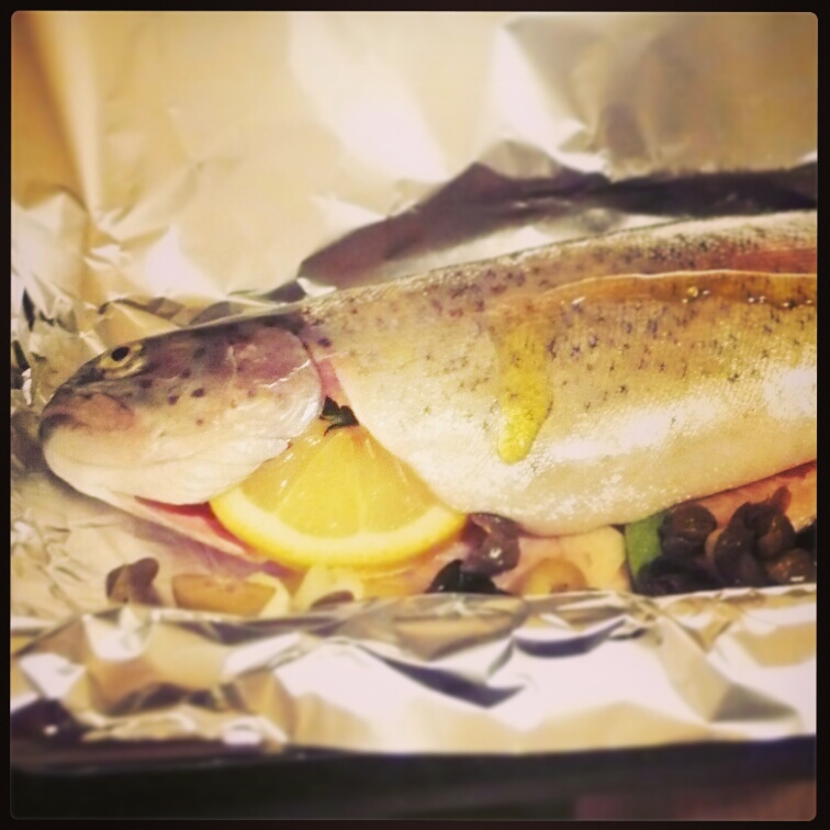 Luca's Kitchen Ovenbaked rainbow trout in kitchen foil