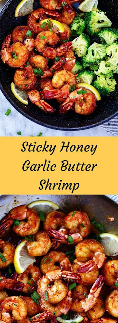 Sticky Honey Garlic Butter Shrimp | Savoury Recipes