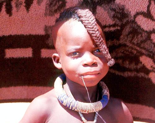  Hairstyle of Himba tribe`s boy from Namibia 