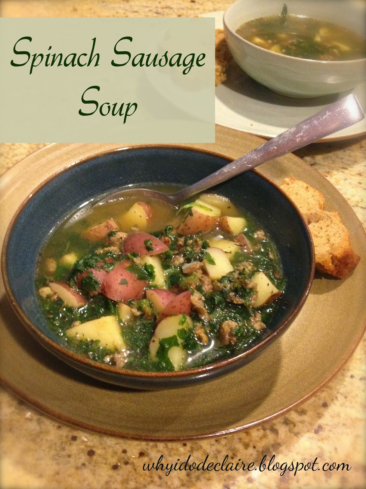 I do deClaire: Spinach Sausage Soup (5 ingredients!)