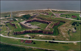 An aerial views of Fort Morgan, Gulf Shores, Alabama