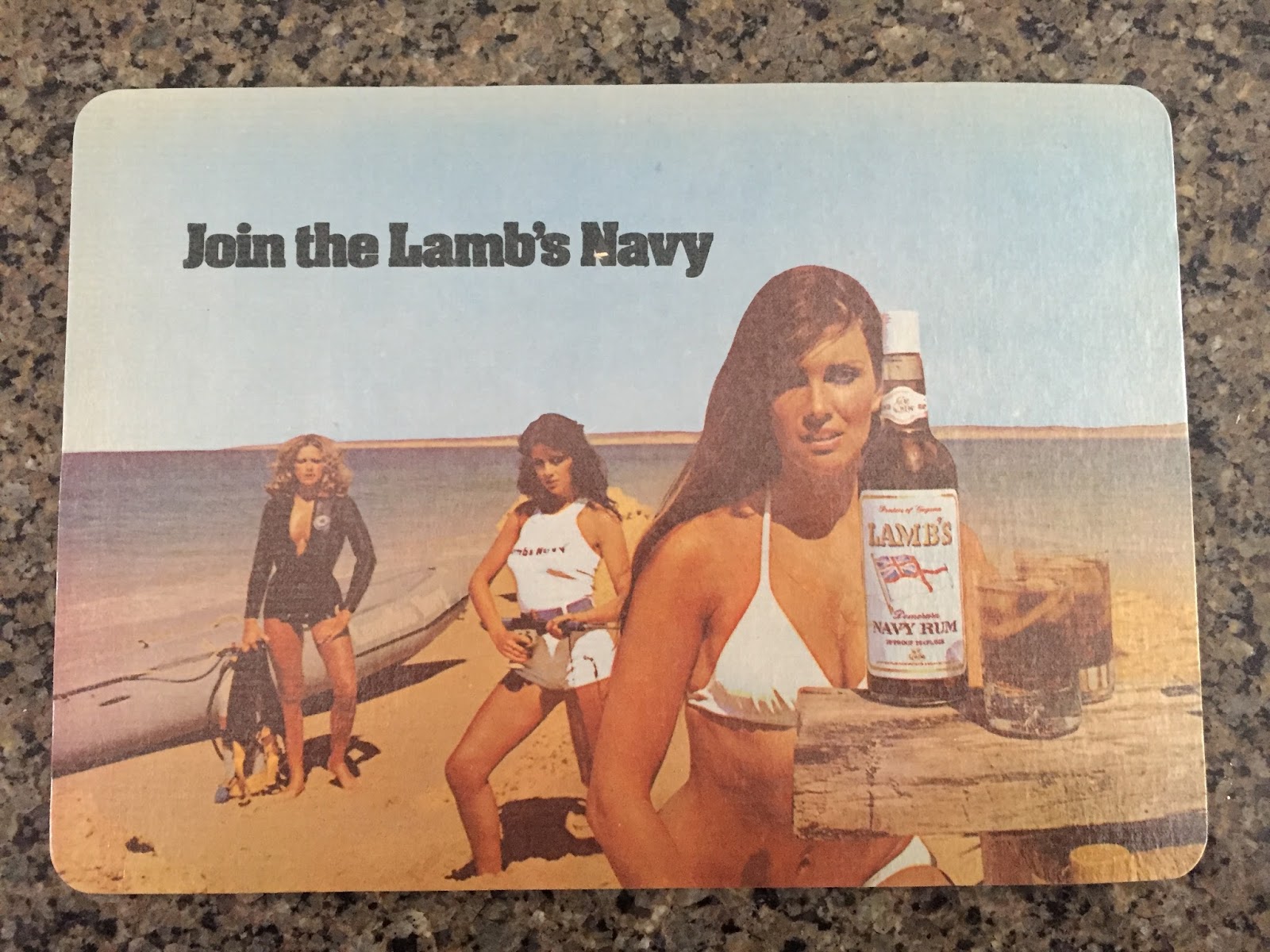 Join the Lambs Navy Lambs Navy Rum Perfect working order. Beer Mat  1970's 