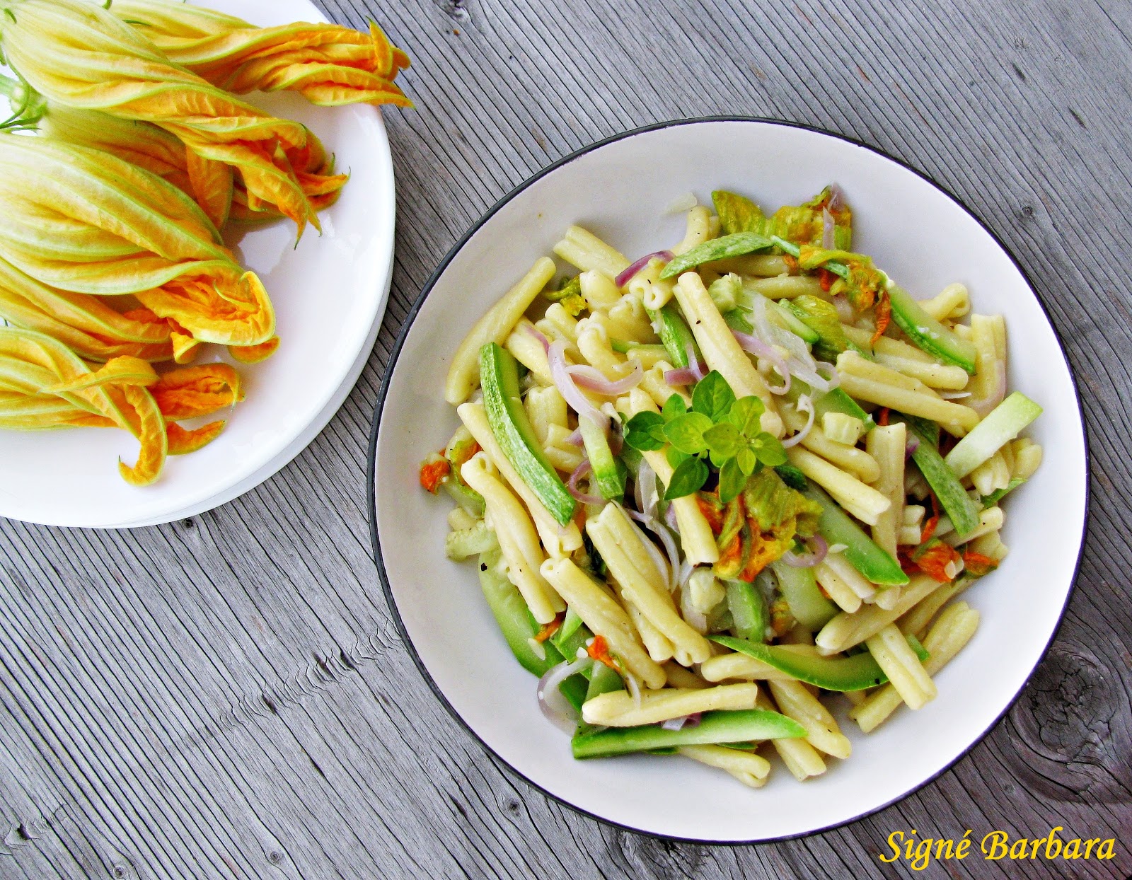 Signe Barbara Pates Aux Fleurs De Courgettes Et A L Origan Frais