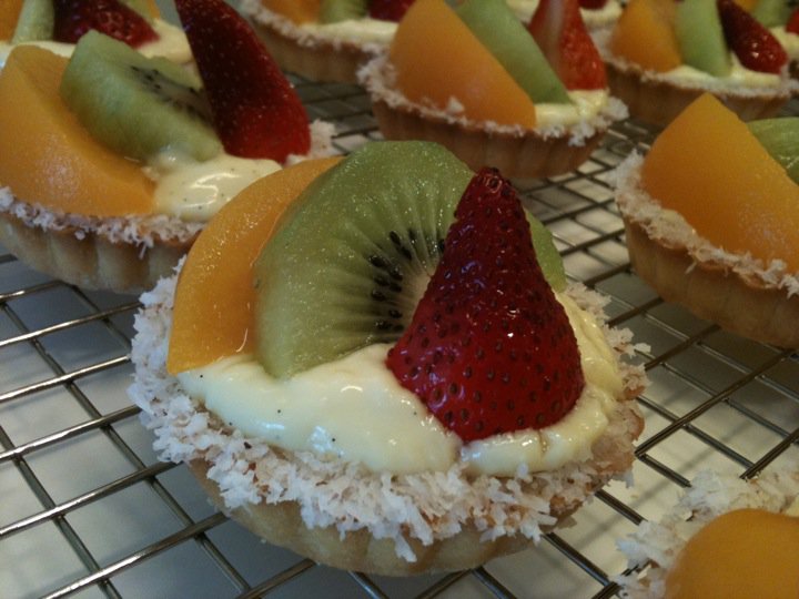 Tummy Full Of Yummy Vanilla Custard Tarts with Fresh Fruits