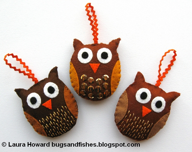 Bugs and Fishes by Lupin: How To: Felt Owl Ornaments
