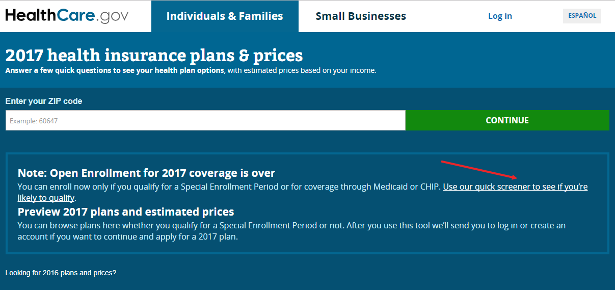 HealthCare.gov health insurance plans & prices