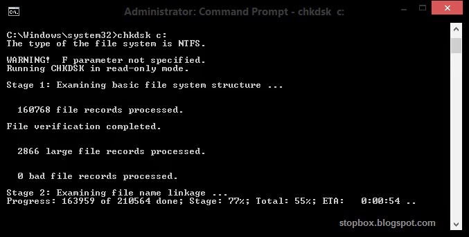 Chkdsk c f x