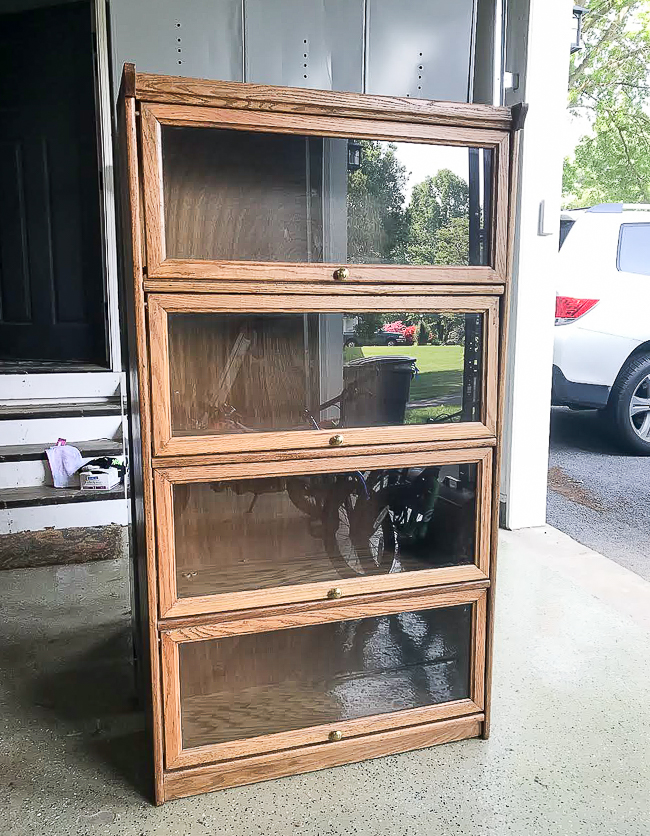Painted Vintage Barrister Style Bookcase, Antique Barrister Bookcase With Glass Doors