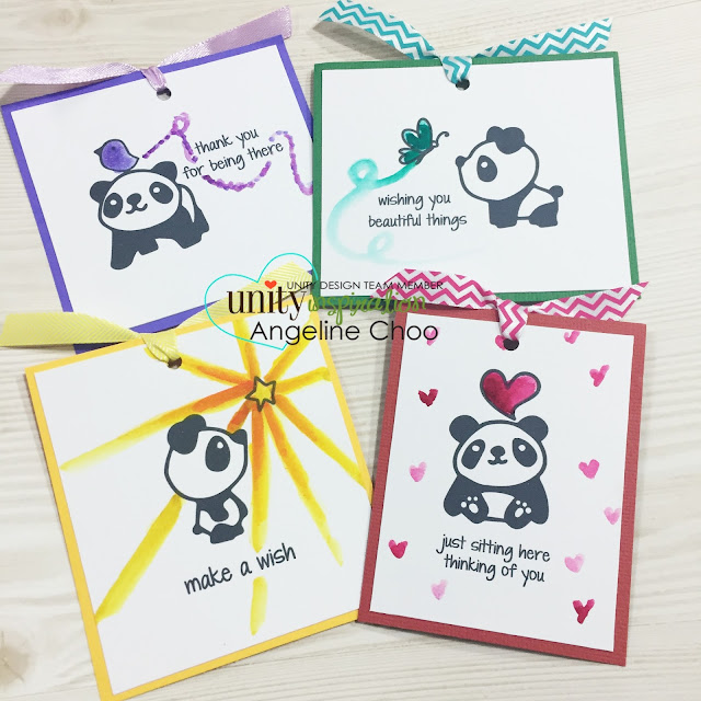 ScrappyScrappy: Mini Cards and Bookmarks [NEW VIDEOS] #scrappyscrappy #unitystampco #cute #ribbon #handmade #bookmark #panda #stamp #papercraft #watercolor #peerless