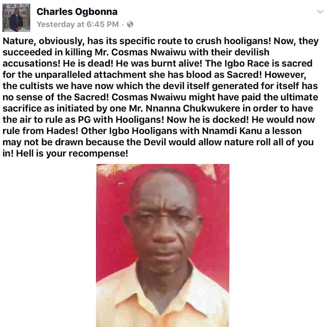 SCHOOL TEACHER ACCUSED OF SORCERY, BURNT TO DEATH BY YOUTHS IN IMO  