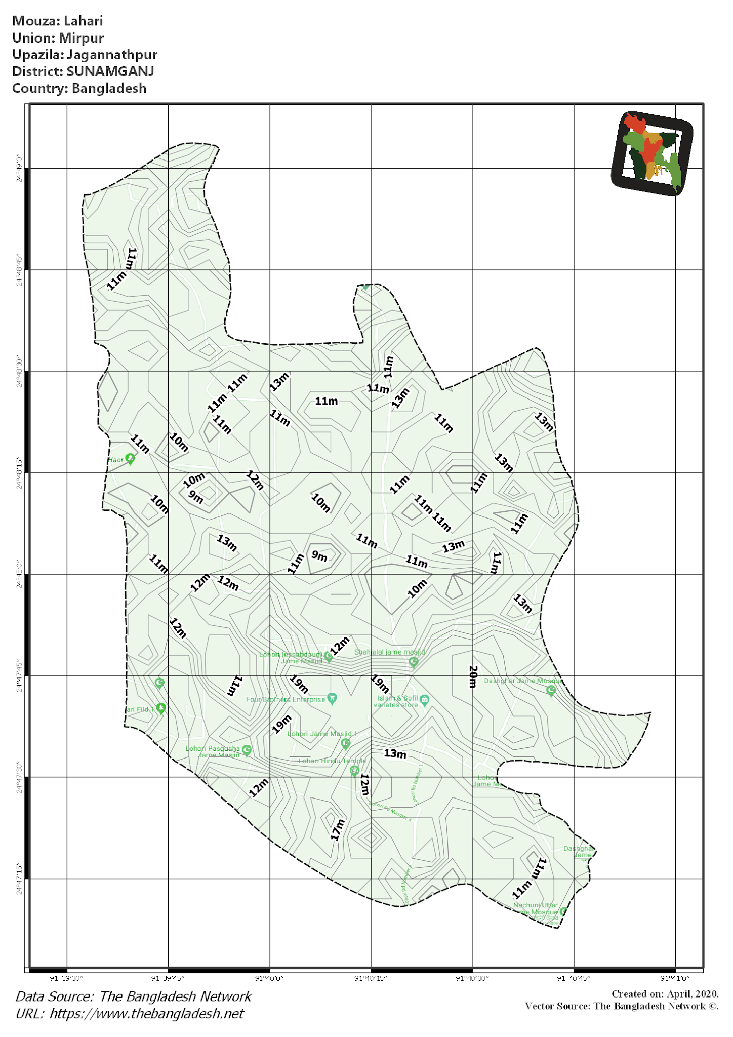 Map of Lahari Mouza of Jagannathpur Upazila, SUNAMGANJ Map of Lahari Mouza of Jagannathpur Upazila, SUNAMGANJ, Bangladesh.