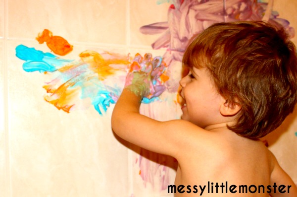 Fun painting techniques for kids: Homemade bath paint recipe.