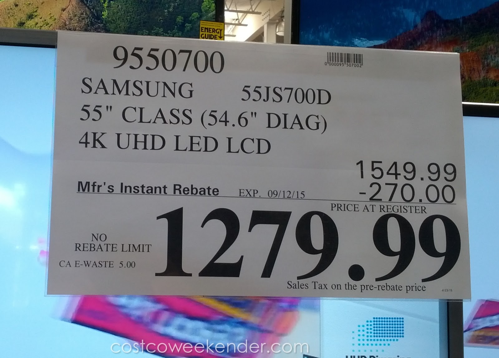 Samsung UN55JS700D 55-inch UHD Smart LED LCD TV | Costco Weekender