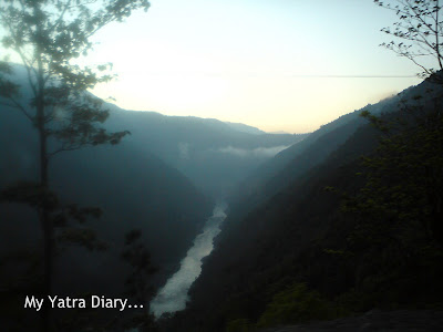 River Ganga in the Garhwal Himalayas in Uttarakhand on the Char Dham Yatra Roadway