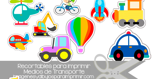 Recortables de medios de transportes para imprimir-Colorear dibujos,letras,  Actividades infantiles