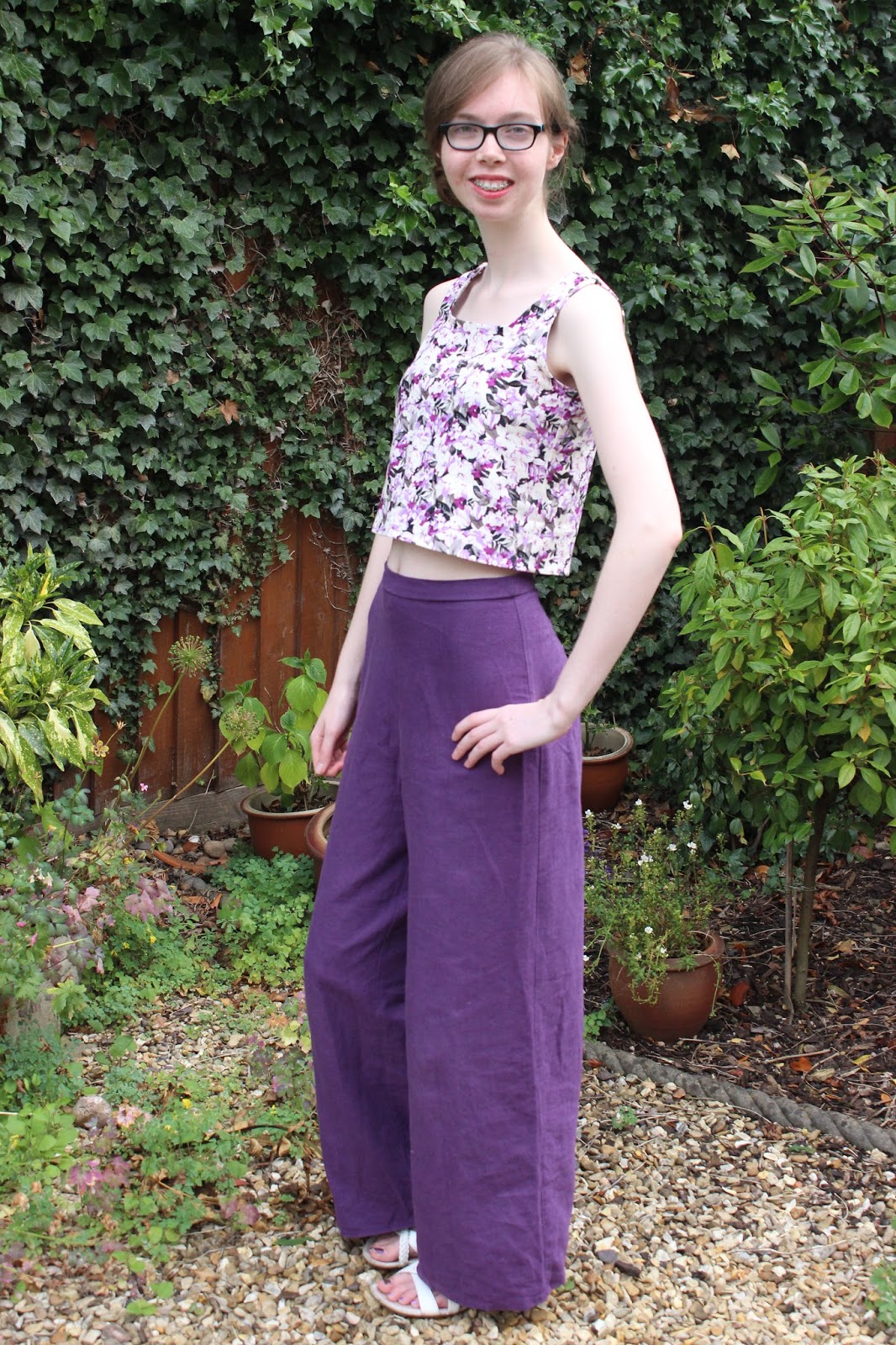Lady Sewalot: Crop top and holly trousers combo