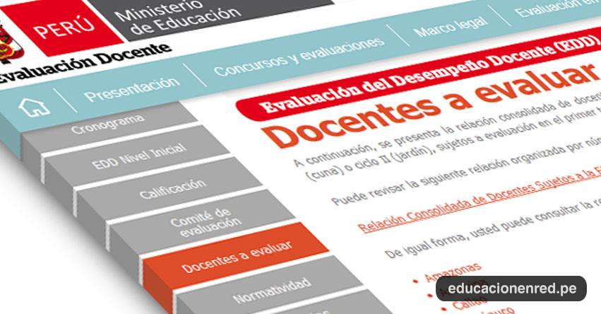 MINEDU: Relación consolidada de docentes a evaluar en las escalas magisteriales 3, 4, 5 y 6 - Evaluación del Desempeño Docente (EDD) - www.minedu.gob.pe MINEDU: Relación consolidada de docentes a evaluar en las escalas magisteriales 3, 4, 5 y 6 - Evaluación del Desempeño Docente (EDD) - www.minedu.gob.pe