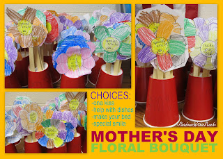 photo of: Mother's Day craft bouquet, kindergarten Mother's Day project, coupons for Mother's Day