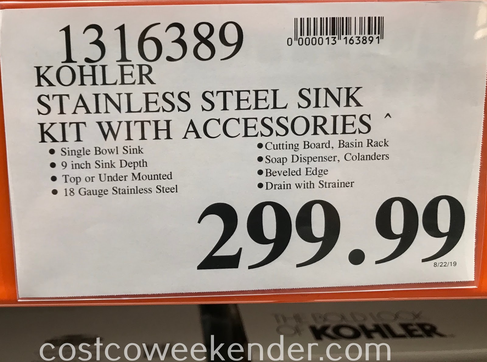 Kohler Cater Stainless Steel Sink Kit Costco Weekender