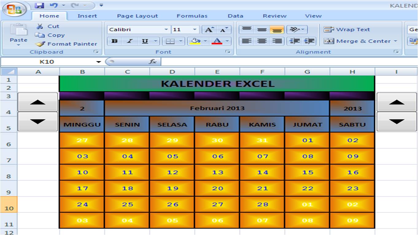 APLIKASI EXCEL UNTUK SEKOLAH: MEMBUAT KALENDER DENGAN EXCEL