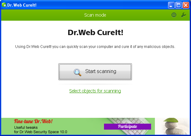Dr. Web Cureit Start Scanning