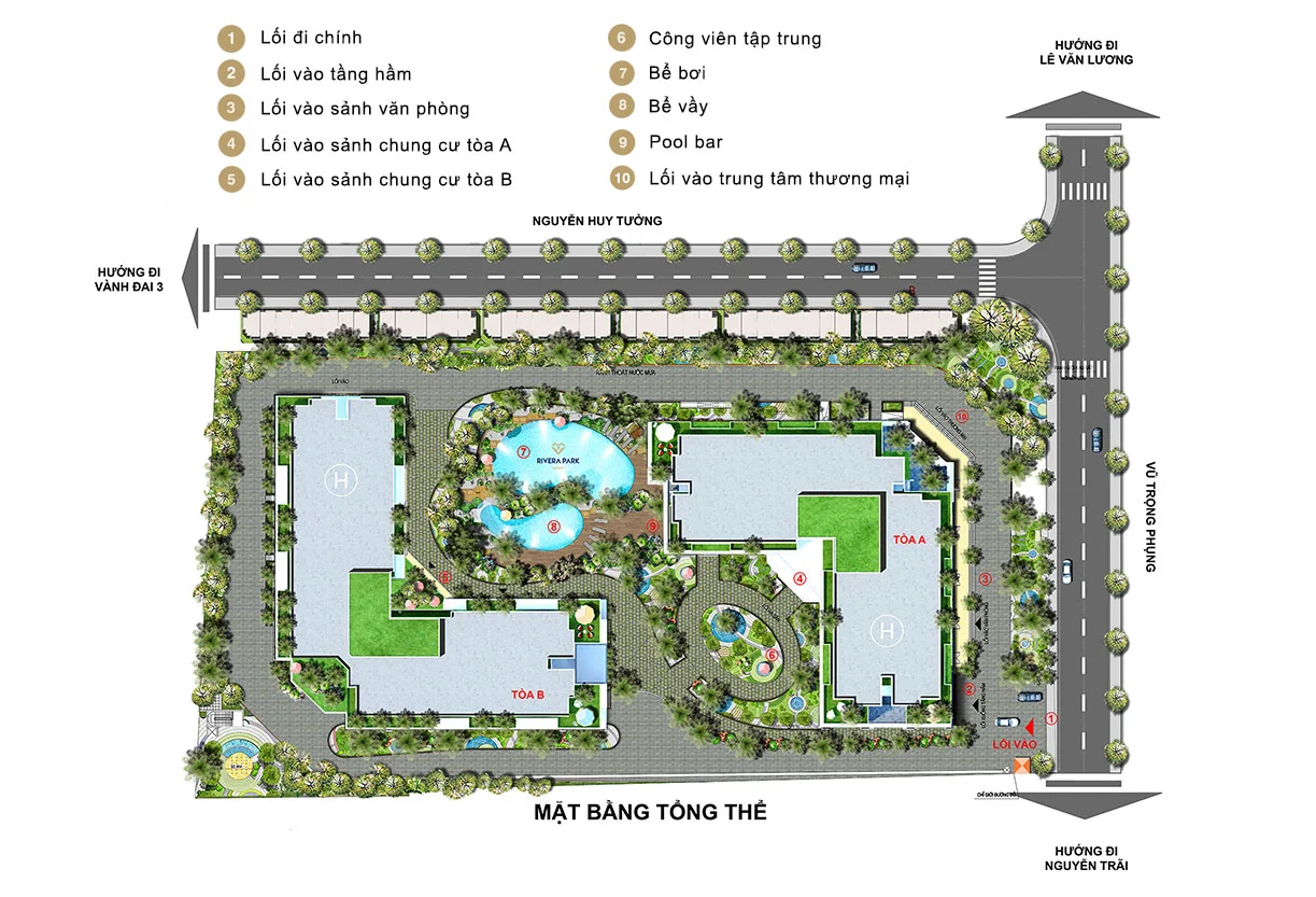 Phối cảnh tiện ích và quy hoạch toàn khu dự án Rivera Park