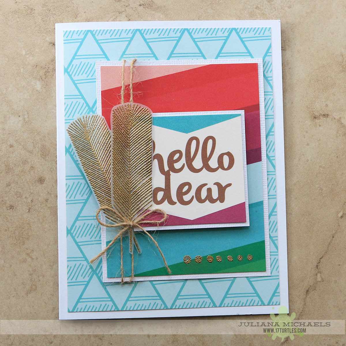 Hello Dear Card by Juliana Michaels for Elle's Studio featuring Sycamore Lane and October Exclusive Kit