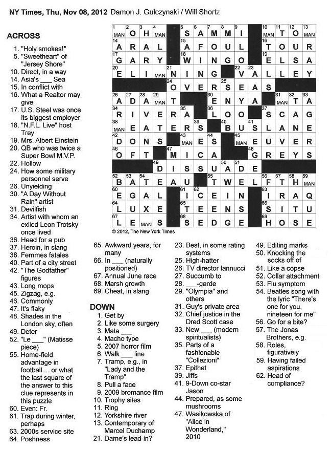 The New York Times Crossword in Gothic 11.08.12 — The