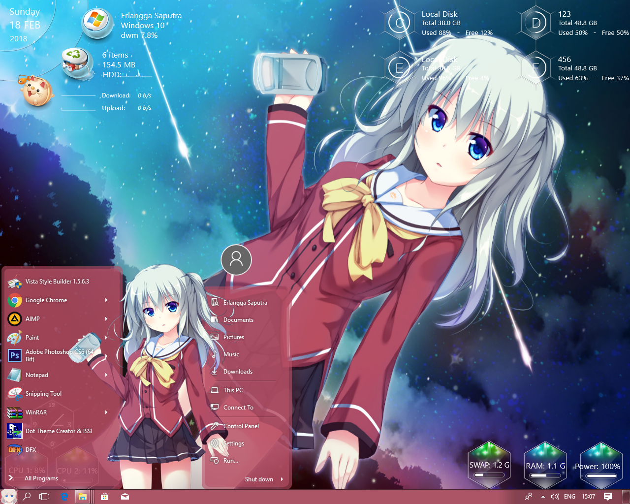windows 10 themes anime with icons