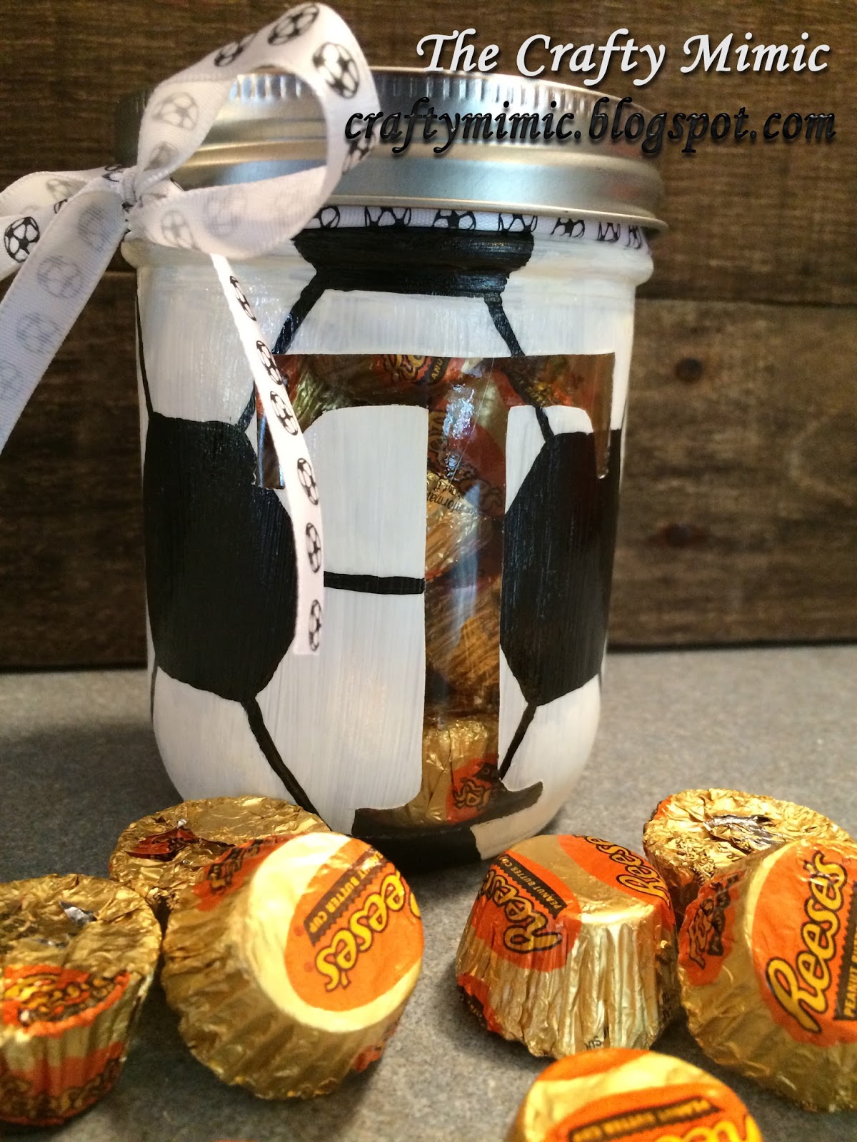 The Crafty Mimic Soccer Ball Painted Mason Jar w/ Acrylics