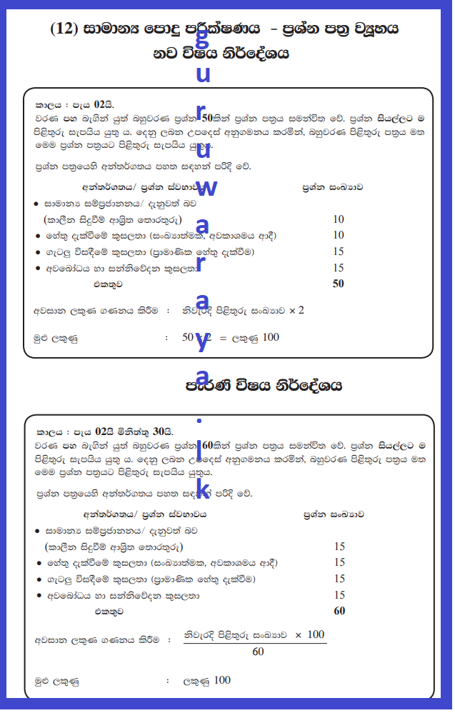 G.C.E. A/L Common General Test (New Structure) Teacher