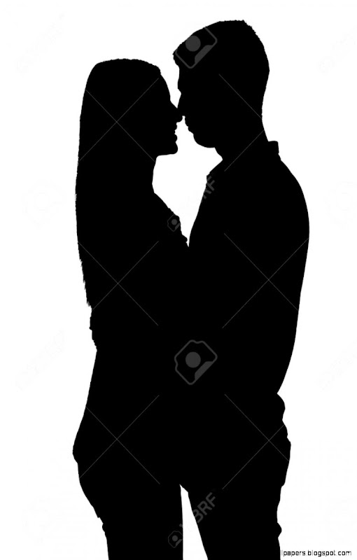 Two Lovers  Silhouette Isolated On White Stock Photo Picture And