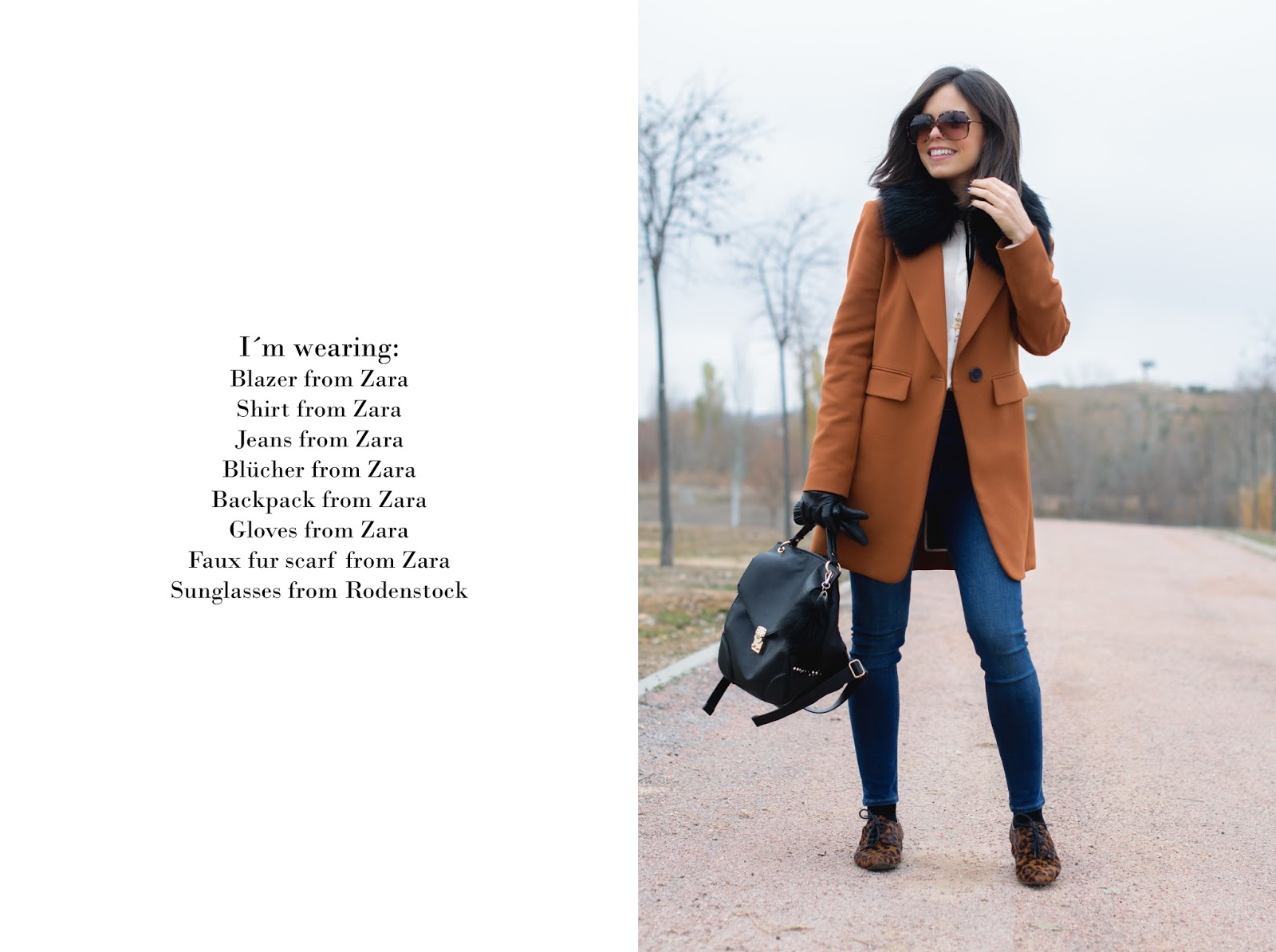 look de ponteunostacones con blazer larga y blucher de leopardo de zara