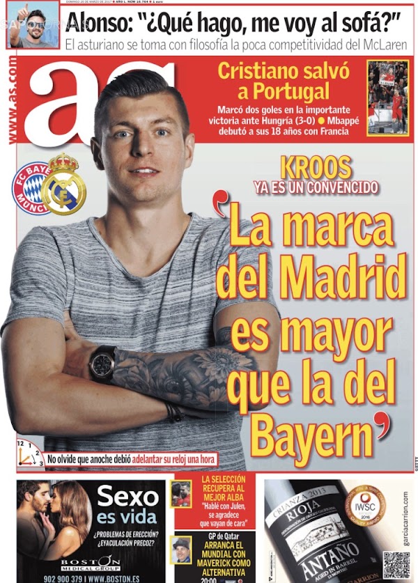 Kroos, AS: "La marca del Madrid es mayor que la del Bayern"