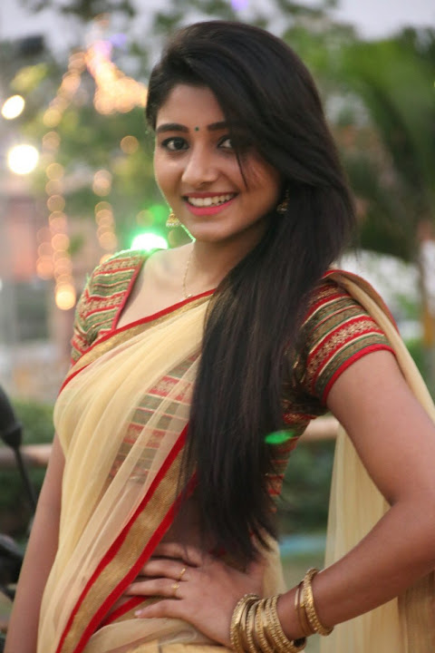 Adhiti Menon in transparent saree