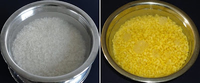 Soaked rice and moong dal