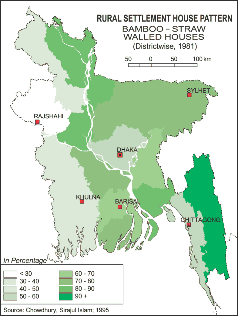 Rural House Pattern (Bamboo-Straw Walled Houses (1981)) of Bangladesh
