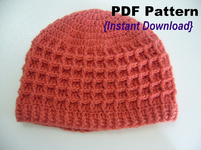 crochet waffle stitch hat 