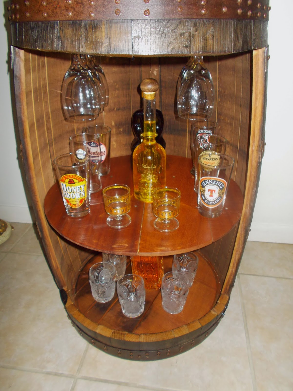 Whiskey Barrel Mini Bar Cabinet