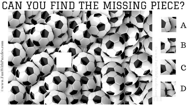 It is the Jigsaw Puzzle containing picture of footballs in which one has to find the missing Jigsaw piece