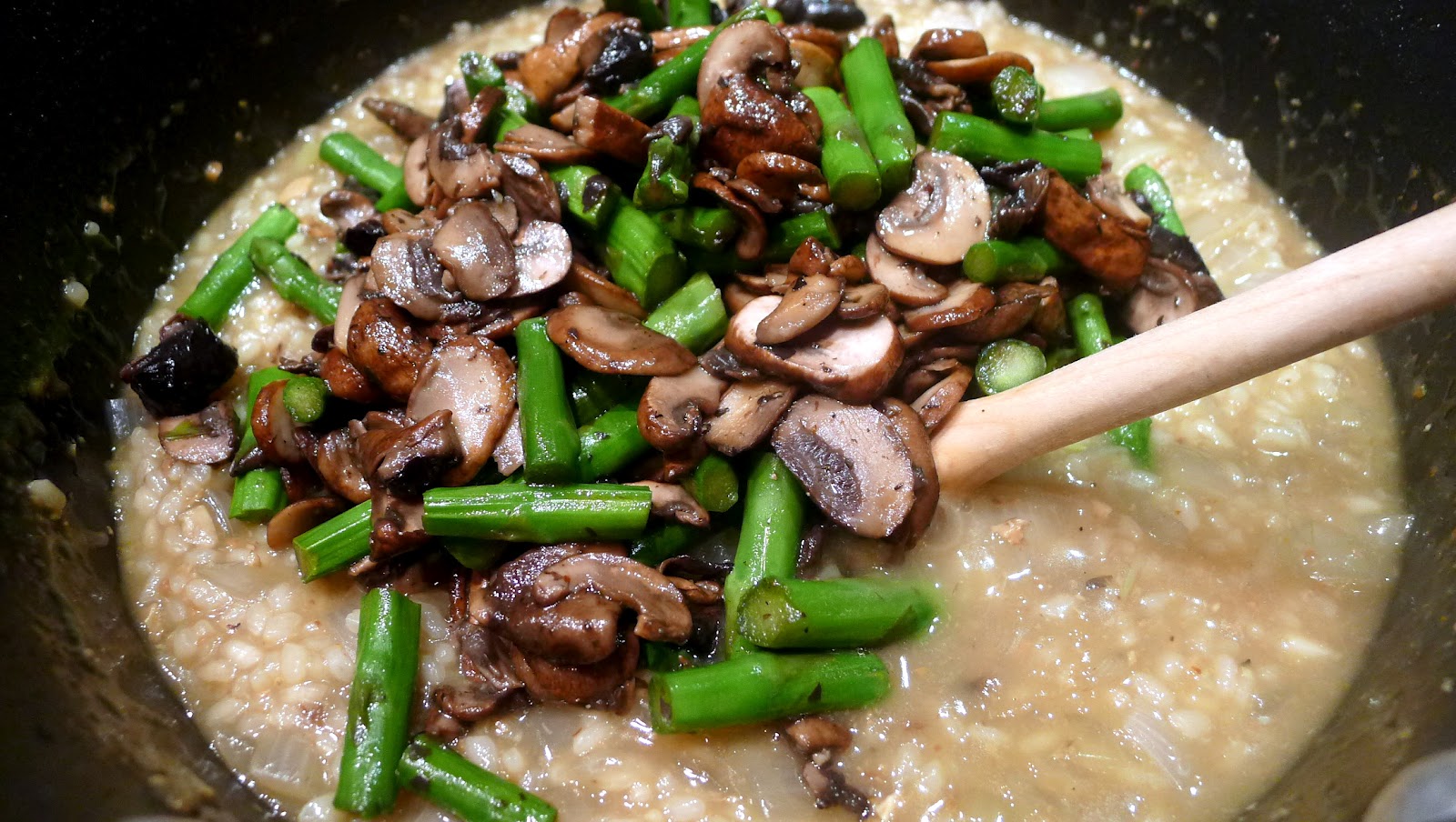 newFOOD tuesdayz Wild Mushroom and Asparagus Risotto