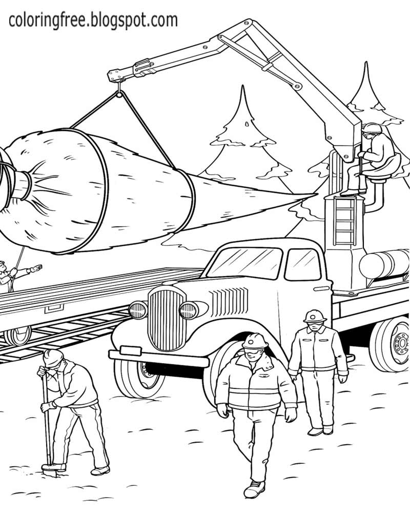 952 Simple Christmas Truck Coloring Page for Kindergarten