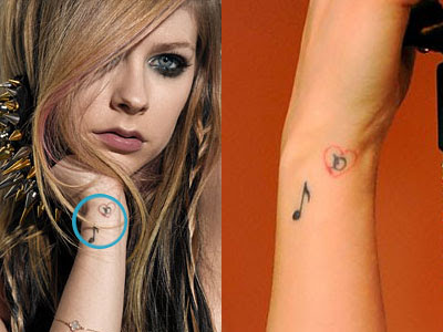 On the side of her left wrist Avril got her exhusband Deryck Whibley's