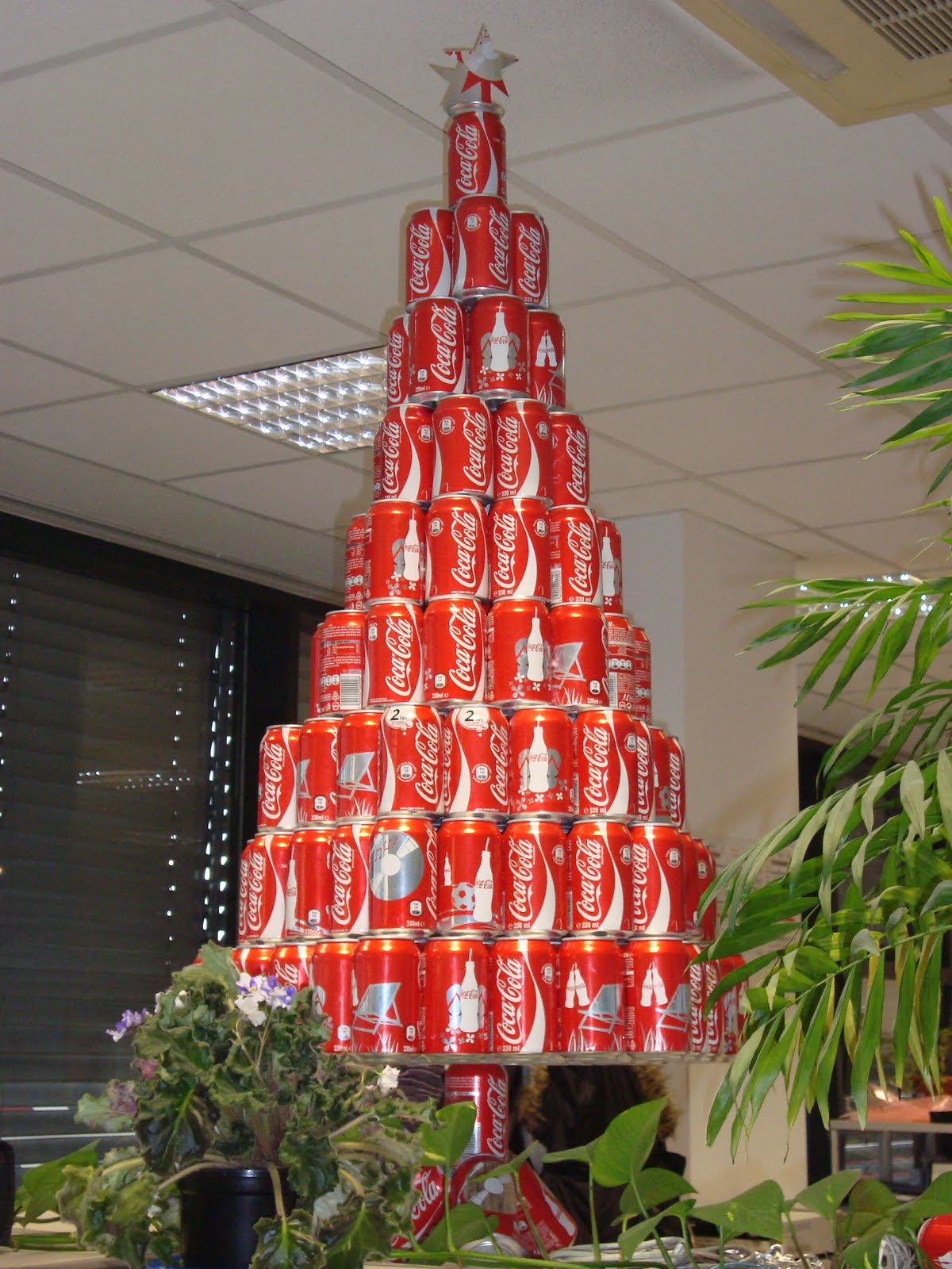 Oh look! A soda can Christmas tree The Christmas tree in the office