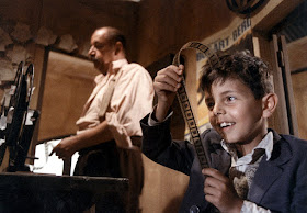 Philippe Noiret and Salvatore Cascio in one of the most famous screenshots from Nuovo Cinema Paradiso