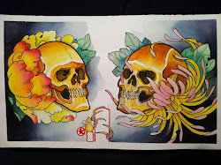 tattoo flash skull painting andreas july