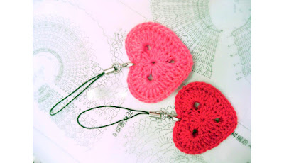 Amigurumi Crochet lace Heart keychain